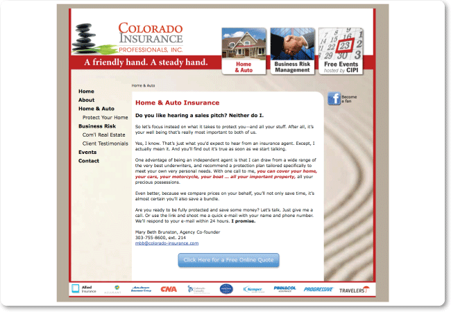 Custom Website for Colorado Insurance Professionals in Aurora Colorado