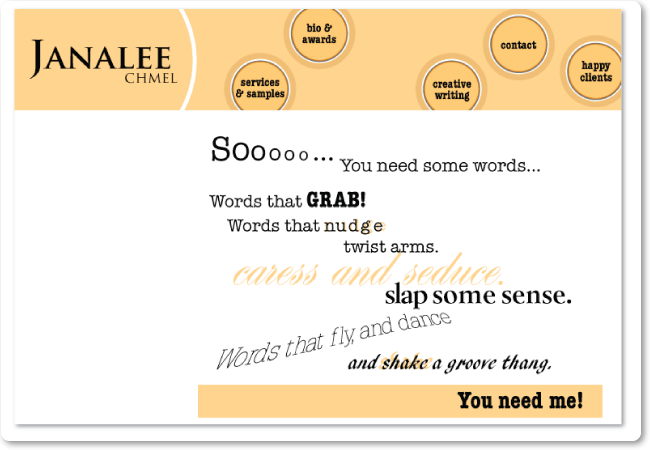 Custom website for Janalee Chmel, writer